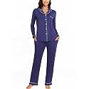 Veseacky Women's Ribbed Knit Pajamas Set 2 Piece Warm Soft Loungewear Sleepwear Pjs S-XXL