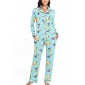 Veseacky Women's Ribbed Knit Pajamas Set 2 Piece Warm Soft Loungewear Sleepwear Pjs S-XXL
