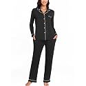 Veseacky Women's Ribbed Knit Pajamas Set 2 Piece Warm Soft Loungewear Sleepwear Pjs S-XXL