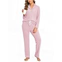 Veseacky Women's Ribbed Knit Pajamas Set 2 Piece Warm Soft Loungewear Sleepwear Pjs S-XXL