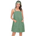 Veseacky Women Bath Wrap Towel for Womens Shower with Pocket Adjustable Spa Robe &amp; Facial Headband
