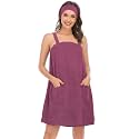 Veseacky Women Bath Wrap Towel for Womens Shower with Pocket Adjustable Spa Robe &amp; Facial Headband