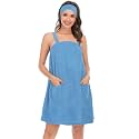 Veseacky Women Bath Wrap Towel for Womens Shower with Pocket Adjustable Spa Robe & Facial Headband