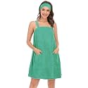 Veseacky Women Bath Wrap Towel for Womens Shower with Pocket Adjustable Spa Robe &amp; Facial Headband