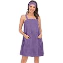 Veseacky Women Bath Wrap Towel for Womens Shower with Pocket Adjustable Spa Robe &amp; Facial Headband