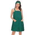 Veseacky Women Bath Wrap Towel for Womens Shower with Pocket Adjustable Spa Robe &amp; Facial Headband