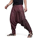 The Veshti Company Men's Harem Pants with Pocket for Dance, Boho Hippie Cotton Oversized Tribal Asian Style Outfit for Men