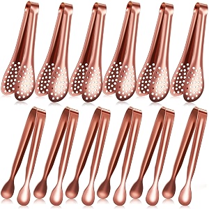 vesici 12 pieces mini serving tongs 5 inch small tongs serving utensils ice pincers mini sugar pincers small pliers for appetizers tea party coffee bar dessertsrose gold