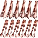 Vesici 12 Pieces Mini Serving Tongs 5 Inch Small Tongs Serving Utensils, Ice Pincers Mini Sugar Pincers, Small Pliers for Appetizers, Tea Party, Coffee Bar, Desserts(Rose Gold)