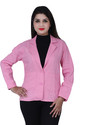 VESICLE Women Solid Single Breasted Casual Blazer (Pink)