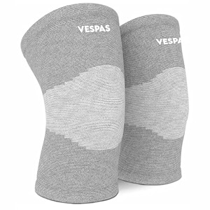 bamboo knee cap compression sleeve  2-pack knee support for men women  breathable and stretchy knee brace  knee brace for knee pain relief and support  ideal for gym sports mgrey