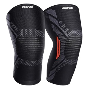 knee cap compression sleeve2-pack knee support for men and women  breathable and stretchy nylon knee brace  knee brace for knee pain relief and supportideal for gym sports xl black-red