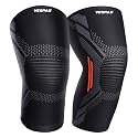 Knee Cap Compression Sleeve – 2-Pack Knee Support for Men and Women – Breathable and Stretchy Nylon Knee Brace – Knee Brace for Knee Pain Relief and Support–Ideal for Gym, Sports (L, Black-Red)