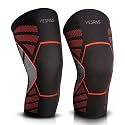 Knee Cap Compression 2-Pack Knee Support For Men And Women Breathable And Stretchy Nylon Knee Brace Knee Brace For Knee Pain Relief And Support Ideal For Gym, Sports (L, Red &amp; Gray)