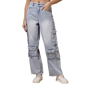 Cargo Blue Jeans for Woman Straight