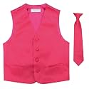 BOY'S Dress Vest &amp; NeckTie Solid HOT PINK FUCHSIA Color Neck Tie Set