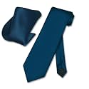 Vesuvio Napoli Solid Color NeckTie &amp; Handkerchief Pocket Square Men's Neck Tie Hanky Set