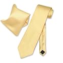 Vesuvio Napoli Solid Color NeckTie &amp; Handkerchief Pocket Square Men's Neck Tie Hanky Set