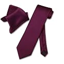 Vesuvio Napoli Solid Color NeckTie &amp; Handkerchief Pocket Square Men's Neck Tie Hanky Set