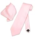 Vesuvio Napoli Solid Color NeckTie &amp; Handkerchief Pocket Square Men's Neck Tie Hanky Set