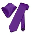 Vesuvio Napoli Solid Color NeckTie &amp; Handkerchief Pocket Square Men's Neck Tie Hanky Set
