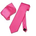 Vesuvio Napoli Solid Color NeckTie &amp; Handkerchief Pocket Square Men's Neck Tie Hanky Set