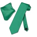 Vesuvio Napoli Solid Color NeckTie &amp; Handkerchief Pocket Square Men's Neck Tie Hanky Set
