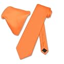 Vesuvio Napoli Solid Color NeckTie &amp; Handkerchief Pocket Square Men's Neck Tie Hanky Set