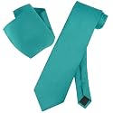 Vesuvio Napoli Solid Color NeckTie &amp; Handkerchief Pocket Square Men's Neck Tie Hanky Set