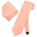 Vesuvio Napoli Solid Color NeckTie &amp; Handkerchief Pocket Square Men's Neck Tie Hanky Set