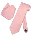 Vesuvio Napoli Solid Color NeckTie &amp; Handkerchief Pocket Square Men's Neck Tie Hanky Set