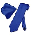 Vesuvio Napoli Solid Color NeckTie &amp; Handkerchief Pocket Square Men's Neck Tie Hanky Set