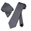 Vesuvio Napoli Solid Color NeckTie &amp; Handkerchief Pocket Square Men's Neck Tie Hanky Set