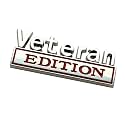 Veteran Edition Car Emblem, 3D Raised Metal Car Decals Exterior Truck Stickers Car Badge (Chrome/Red)