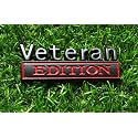 Veteran Edition Car Emblem, 3D Raised Metal Car Decals Exterior Truck Stickers Car Badge (Black/Red)