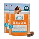 VetIQ Skin and Coat Supplement for Dogs, Helps Maintain Healthy Skin and Shiny Coat, Hickory Smoke Flavor Dog Chew, Made in The USA, 60 Count (Pack of 2)