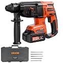 VEVOR 1-1/8" SDS-Plus Rotary Hammer Drill, 20V Brushless Cordless SDS Hammer Drills, 4.0Ah Lithium-Ion Battery Powered, 3.0A Fast Charger, 4 Modes, Rotomartillo for Concrete,1200 RPM, 5300 BPM