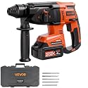 VEVOR 1" SDS-Plus Rotary Hammer Drill, 20V Brushless Cordless SDS Hammer Drills, 4.0Ah Lithium-Ion Battery Powered,3.0A Fast Charger, 4 Modes,Rotomartillo for Concrete,1200 RPM, 5300 BPM