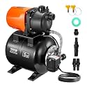 VEVOR 1 HP Shallow Well Pump with Pressure Tank, 1000 GPH/3700 L/H, Automatic Irrigation Water Booster Pump with 164 ft Lift 20/40 PSI Pressure Switch, Thermoplastic Pump Head for Home Garden Lawn