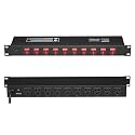 VEVOR 10 Outlet Horizontal 1U Rack Mount PDU Power Strip for Network Server Racks, 10 Individual Led Switches Surge Protection & Overload Protection, 110-125V/15A, with 6ft 14AWG Power Cord