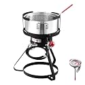 VEVOR 10 Qt Fish and Wing Fryer, Aluminum Propane Fish Fryer Kit, Outdoor Deep Fryer Seafood Pot with Thermometer, Strainer Basket, and 54,000 BTUs Propane Burners, for Outdoor and Backyard Cooking