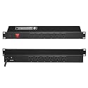 VEVOR 12 Outlet Horizontal 1U Rack Mount PDU Power Strip for Network Server Racks, Surge Protection &amp; Overload Protection, 110-125V/15A, with 6ft 14AWG Power Cord