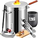 VEVOR 12KG Propane Melting Furnace Kit Large Capacity Foundry Home, Blacksmithing Forge with Crucible & Tongs Kiln, Stainless Steel Smelter, for Metal Scrap Recycle, Gold Copper Silver Casting