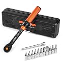 VEVOR 13Pcs Torque Wrench Set, 1/4 Inch Drive, 20-200IN.LB(2.3-22.6Nm), 72-Tooth Click Torque Wrench with Hex/Torx/Sockets, Extension Bars, for Bicycle Motorcycle Maintenance