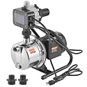 VEVOR 1HP Shallow Well Pump Portable, 1380 GPH Garden Jet Pump with Automatic Controller, 145 ft Head Stainless Steel Sprinkler Booster Pumps, for Garden Lawn Irrigation System, Water Transfer