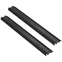 VEVOR 2 PCs Thermoplastic Rubber Drop Over Cable Cover Ramp, 2,000 lbs/axle Load Capacity, Heavy Duty Cable Hose Protector Ramp, Floor Cord Cover for High Walking Traffic Areas Home Office Warehouse