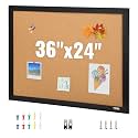 VEVOR 24 x 36 Cork Board, Large Bulletin Board with Black MDF Frame, Wall Mounted Pin Board for Office, School and Home Decor, Hanging Message Board for Pictures and Notes, 10 Push Pins Included