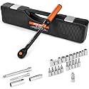 VEVOR 26Pcs Torque Wrench Set, 3/8 Inch Drive, 3.7-44.3FT.LB(5-60Nm), 72-Tooth Click Torque Wrench with Hex/Torx/Spark Plug Sockets, Extension Bars, 1/4 Adapter, for Bicycle Motorcycle Maintenance