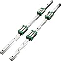 VEVOR 2PCS Linear Rail 0.79-35 Inch, Linear Bearings and Rails with 4PCS HSR20 Bearing Block, Linear Motion Slide Rails Plus for DIY CNC Routers Lathes Mills, Linear Slide Kit fit X Y Z Axis