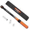 VEVOR 3/8 Inch Drive Torque Wrench, 10-100 ft.lb/13.6-135.6 Nm, Dual-Direction Adjustable Click Torque Wrench with 1/2 & 1/4 adapter, 3" Extension Bar, for Automobile Repair